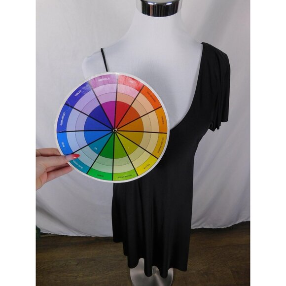 Silence + Noise Black One Shoulder Asymmetrical Surplice Dress Glam Witch - Picture 9 of 12